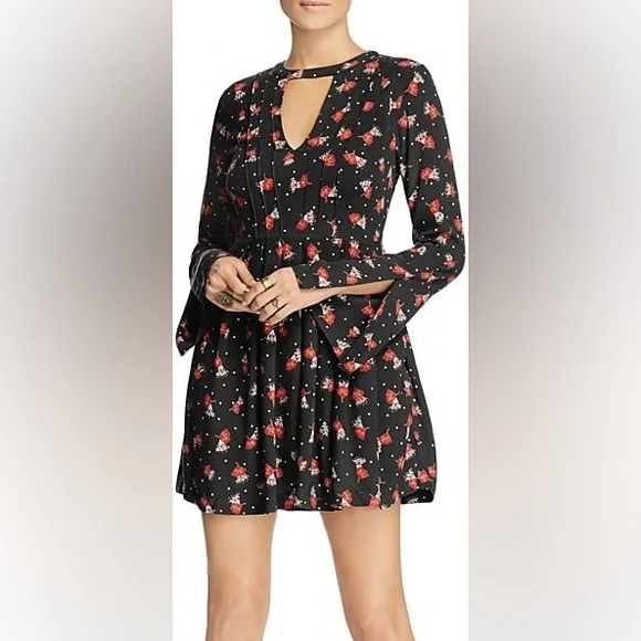 Free People Tegan Floral Print Mini Long Sleeve Dress - Picture 15 of 15